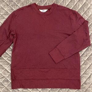 Joy Lab womens atheletic casual yoga maroon dark purple red 3qtr sleeve top